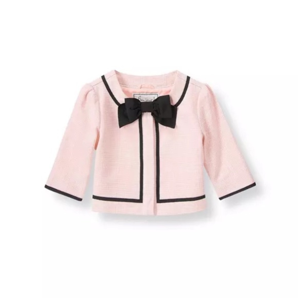 Janie and Jack Light Pink Jacket with Black Bow NWOT